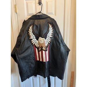 Colebrook 3XL Men's Leather Jacket with Eagle patch